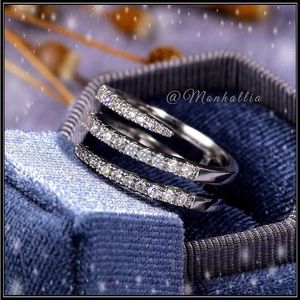 NEW 925 SILVER 3 BAND SWIRL SIMULATED DIAMOND RING BAND